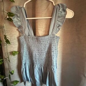 Blue Smocked Women's Top